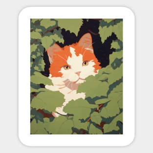 Orange Cat Peeping Painted Style Sticker